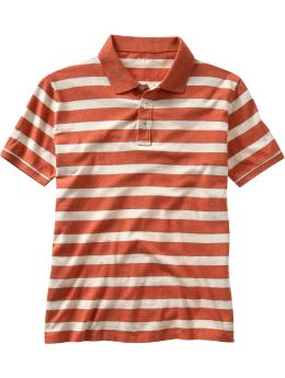 Men: Gavin striped jersey polo - orange heather stripe