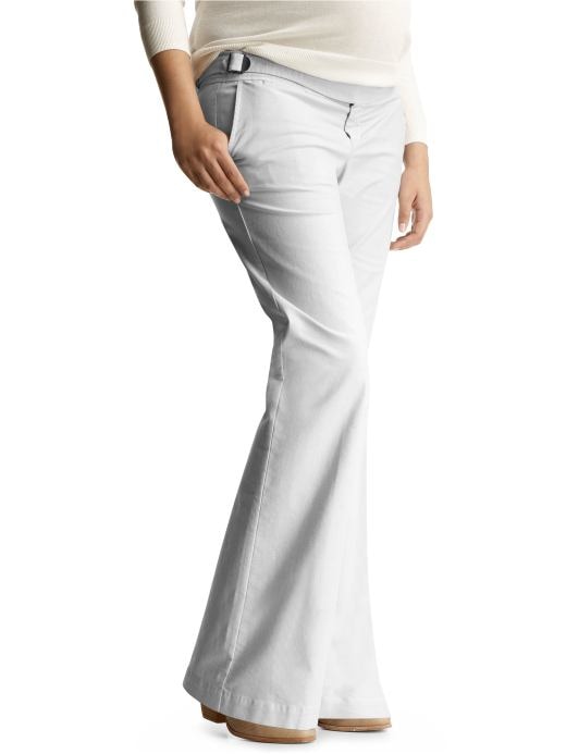 GapMaternity: No panel hip slung flare buckle pants - gray