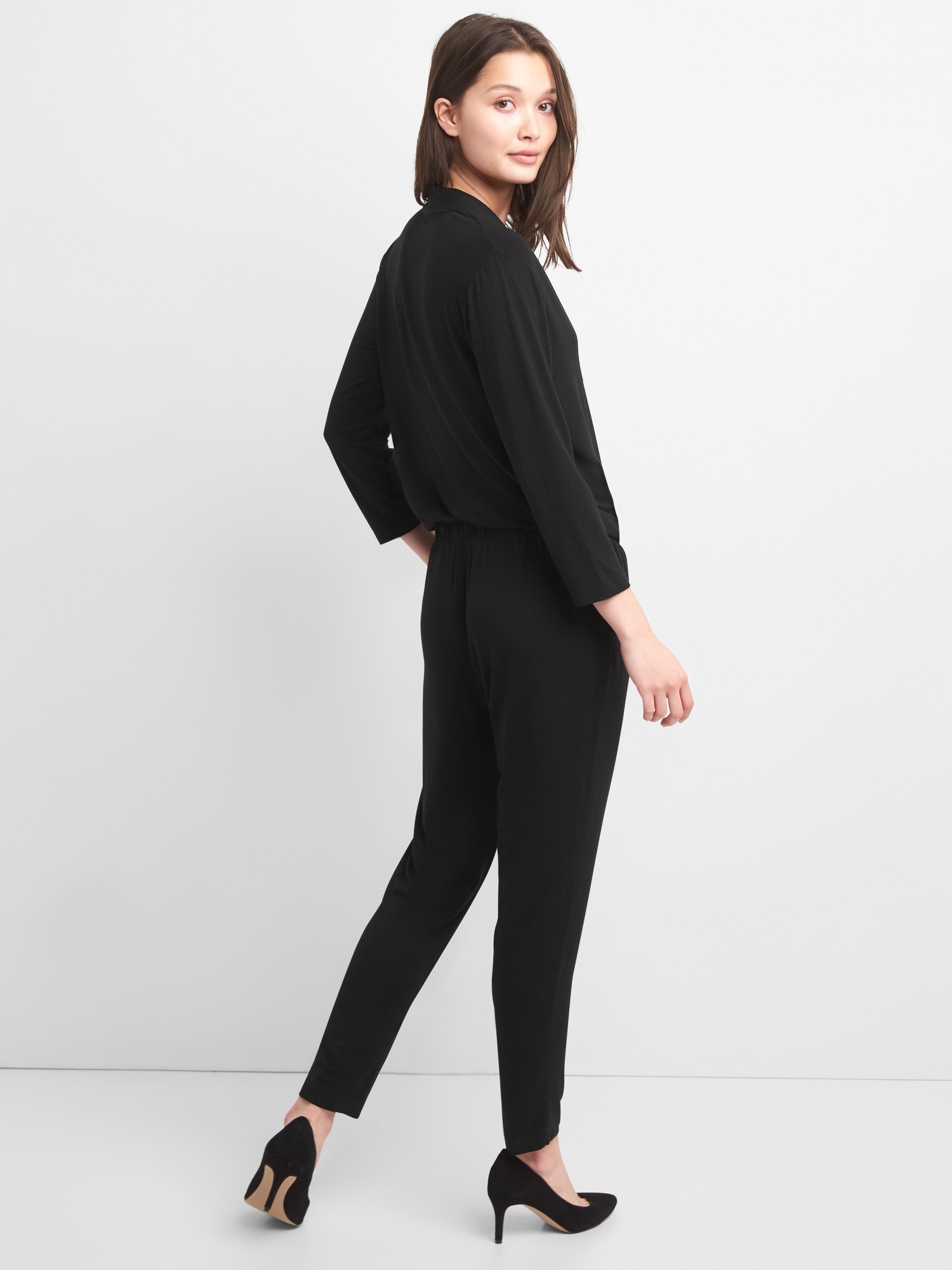 gap long sleeve wrap jumpsuit