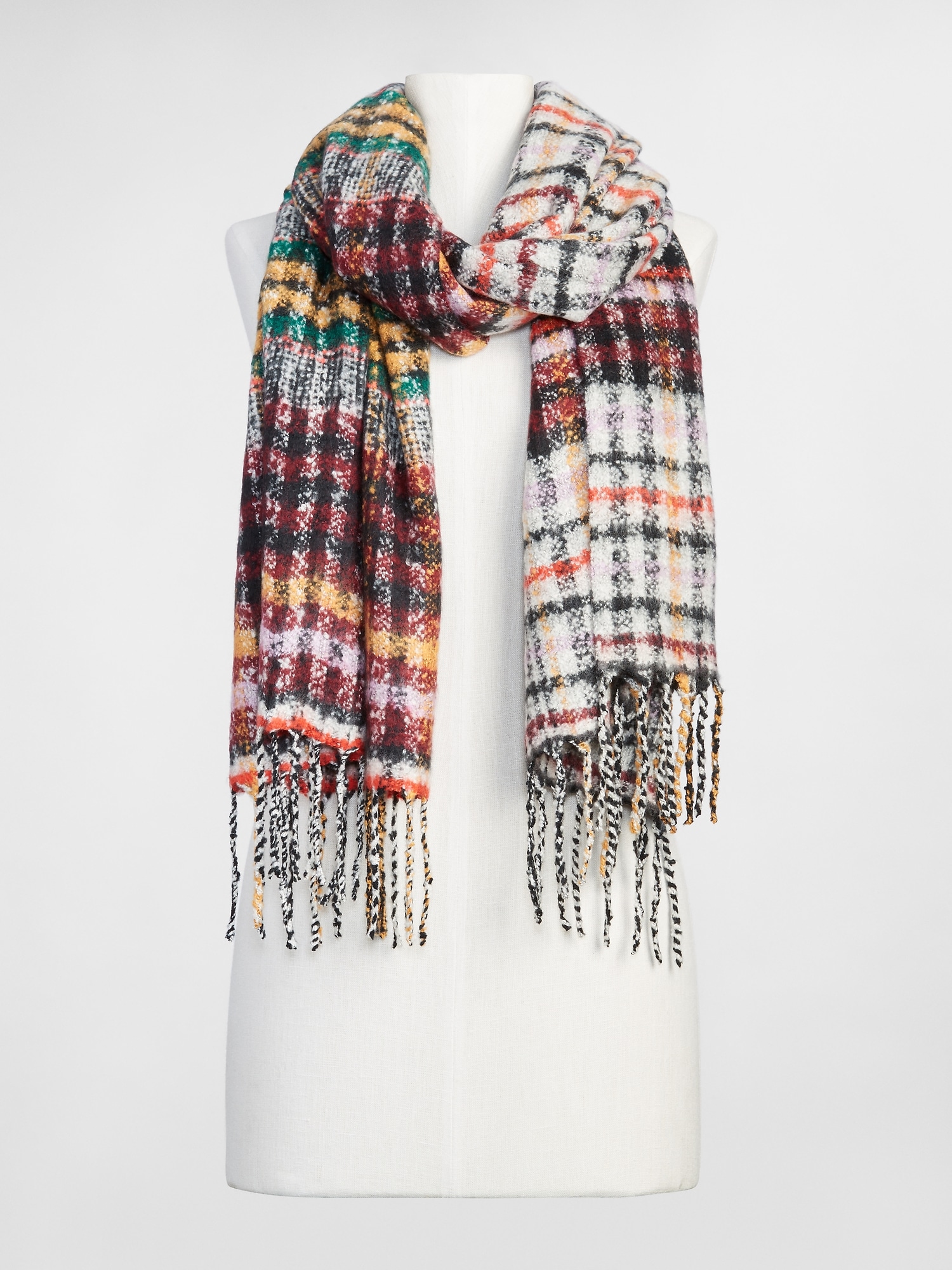 Textured Plaid Fringe Scarf Gap