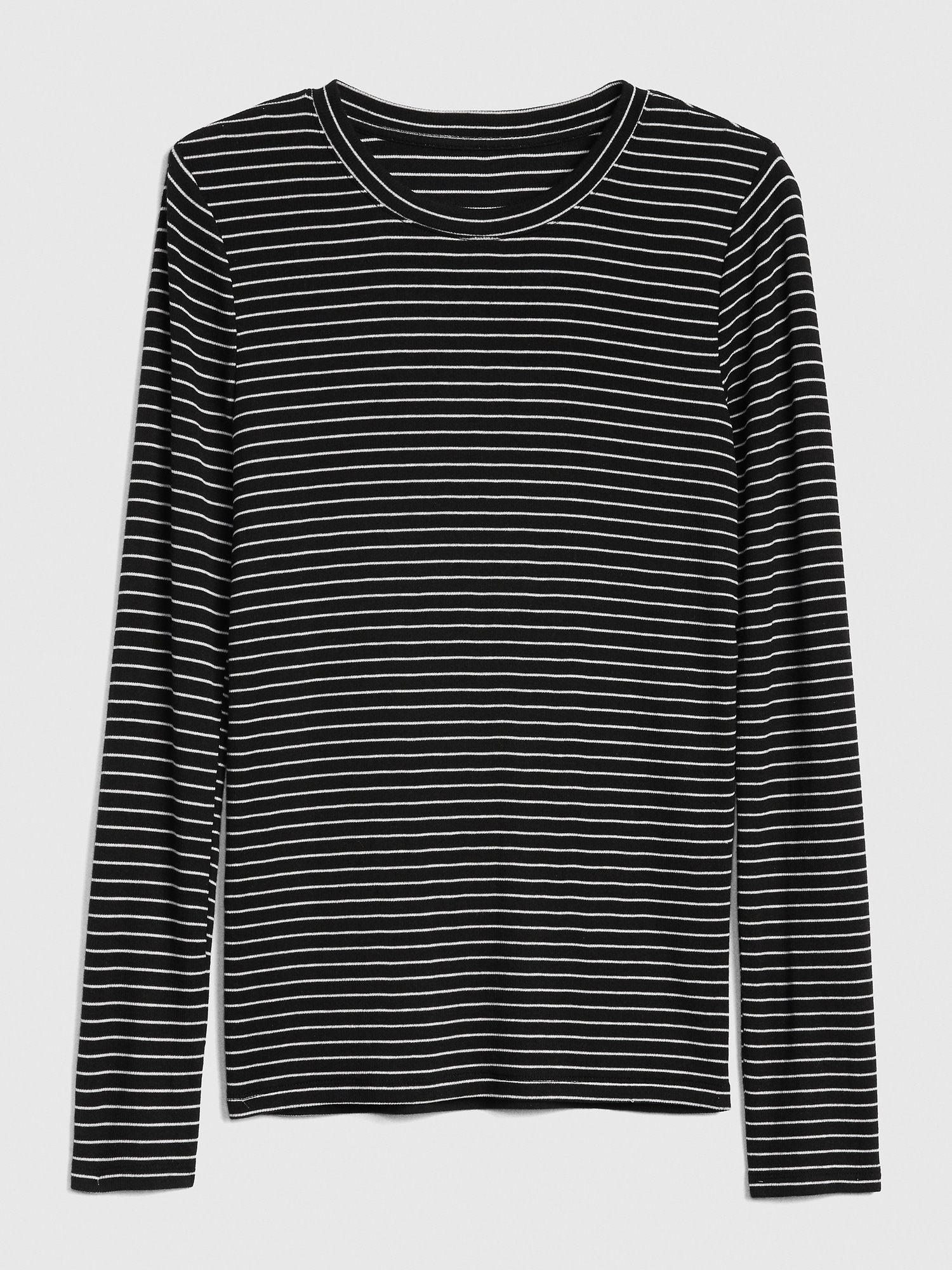 Ribbed Long Sleeve Stripe Crewneck T Shirt In Modal Gap