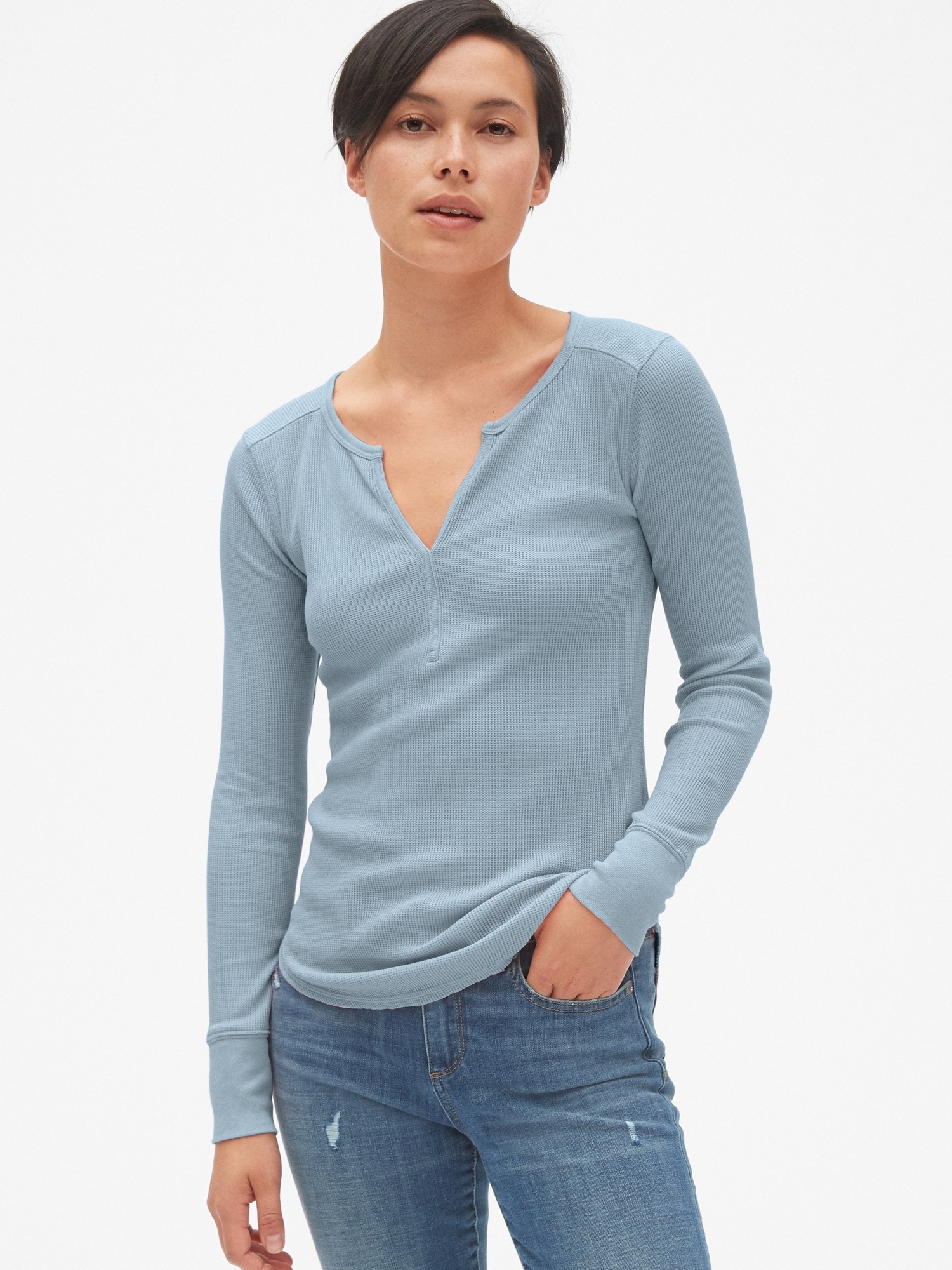 Waffle Knit Henley Gap