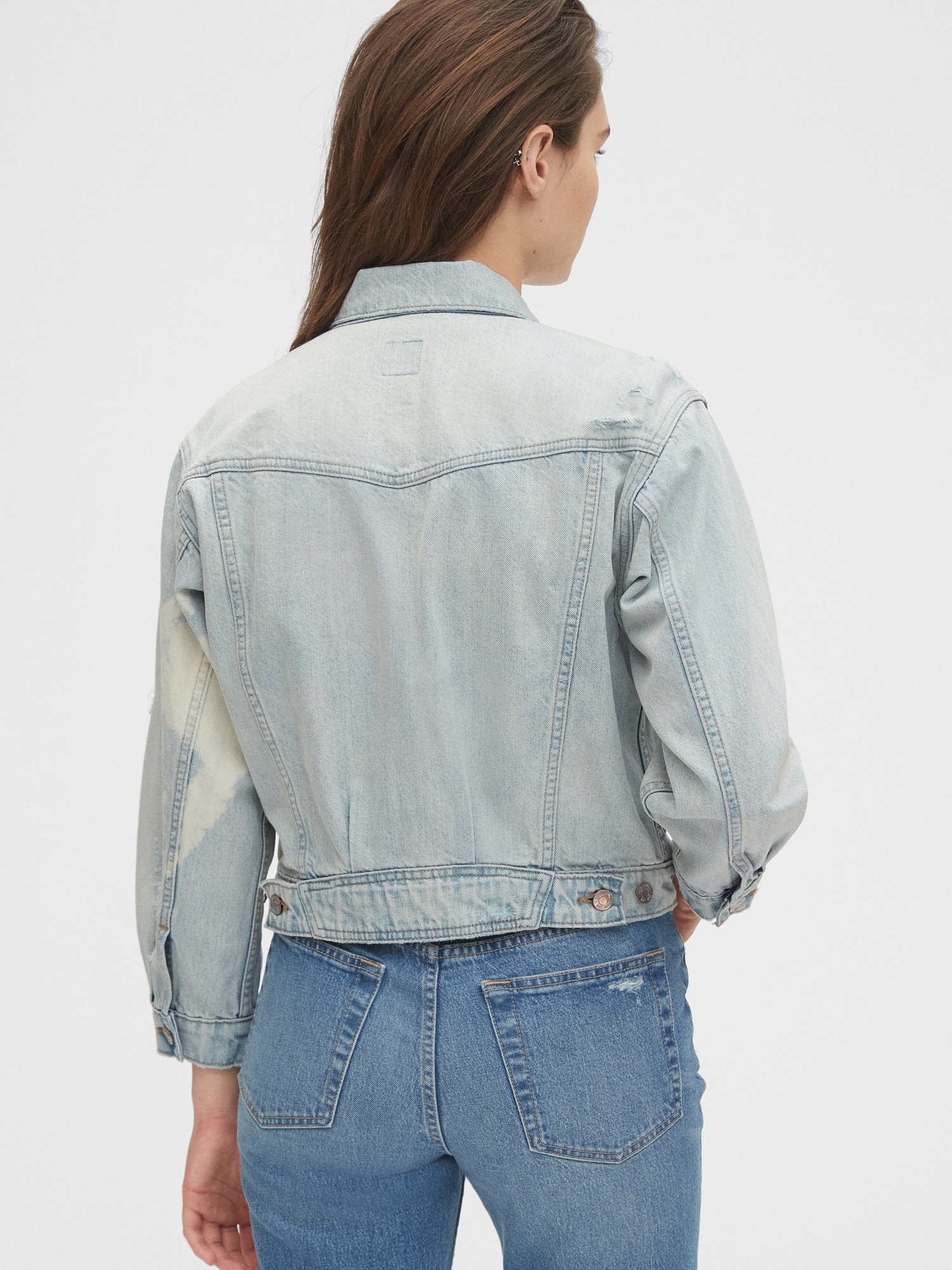 Oversize Cropped Denim Jacket Gap