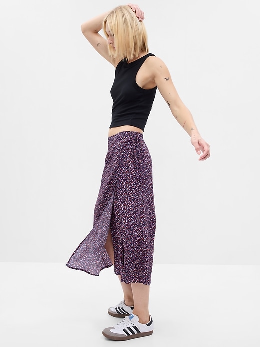 Floral Midi Wrap Skirt Gap