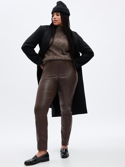 Mid Rise Vegan Leather Skinny Pants Gap