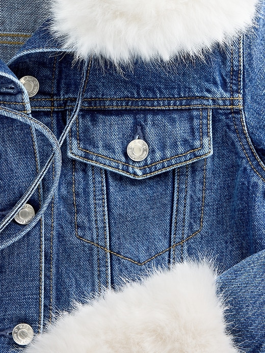 Image number 6 showing, Gap × Sandy Liang Vegan Fur Crop Denim Jacket