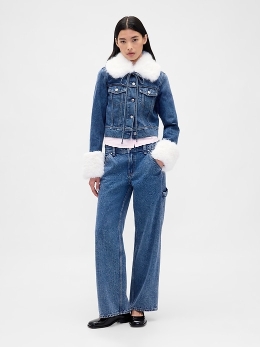 Image number 5 showing, Gap × Sandy Liang Vegan Fur Crop Denim Jacket