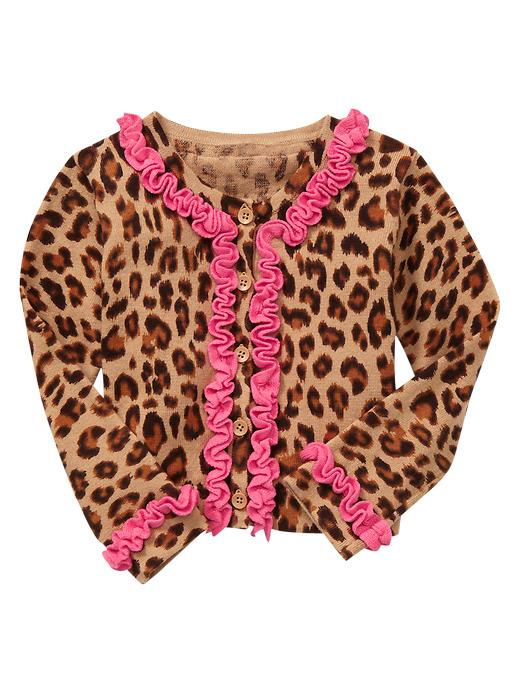 View large product image 1 of 1. Leopard ruffle cardigan