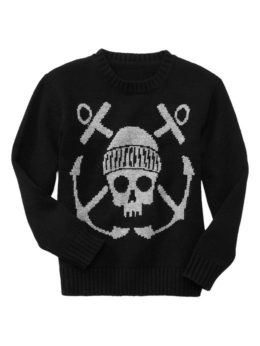View large product image 1 of 1. Intarsia skull sweater