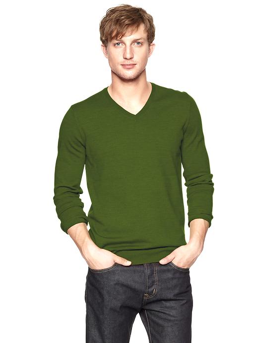 View large product image 1 of 1. Merino V-neck sweater