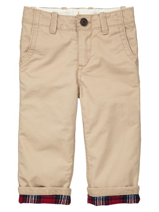 View large product image 1 of 1. Flat-front lined pants
