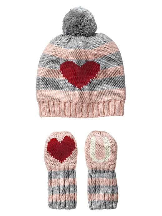 View large product image 1 of 1. Love U hat and mitten set