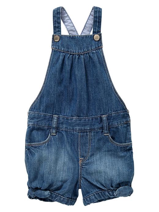Image number 1 showing, Denim overall shorts