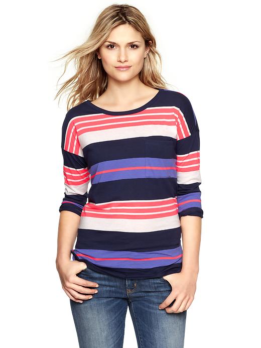 View large product image 1 of 1. Luxe jersey striped tulip-hem T