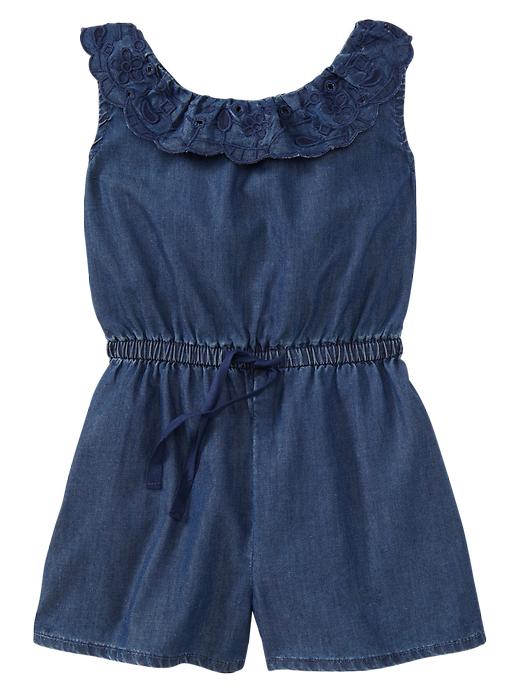 Image number 1 showing, Chambray eyelet romper