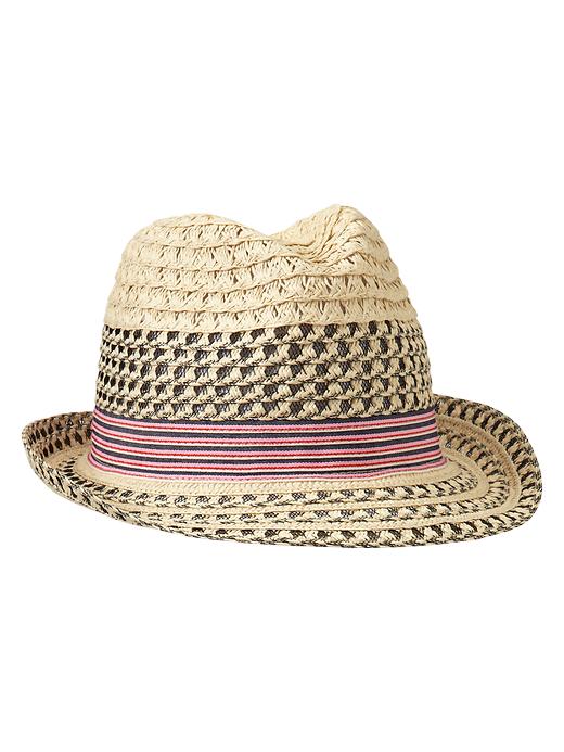 View large product image 1 of 1. Striped mix-pattern fedora