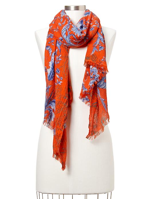 View large product image 1 of 1. Two-tone floral scarf