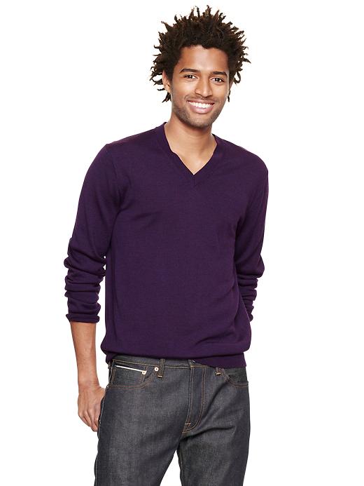 View large product image 1 of 1. Merino V-neck sweater
