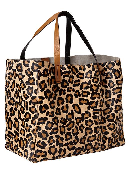 Animal print calf hair tote