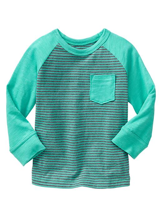 View large product image 1 of 1. Striped raglan T