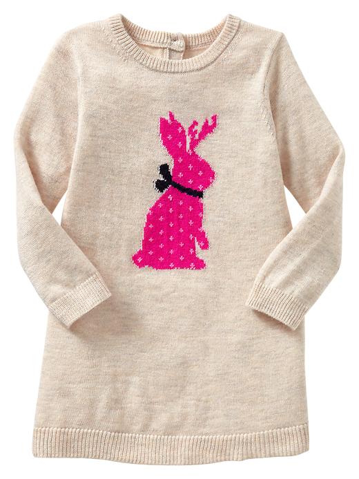 View large product image 1 of 1. Intarsia bunny sweater dress