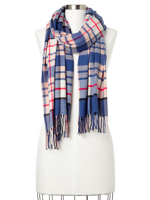 View large product image 1 of 1. Cozy multi-color plaid scarf