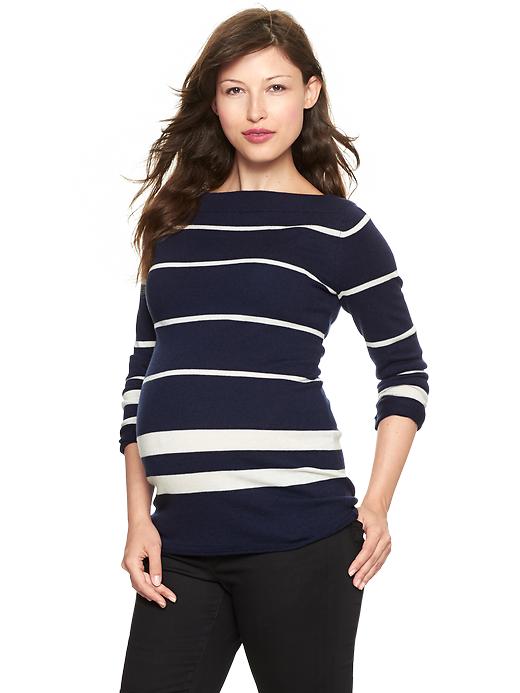 Image number 1 showing, Striped boatneck sweater