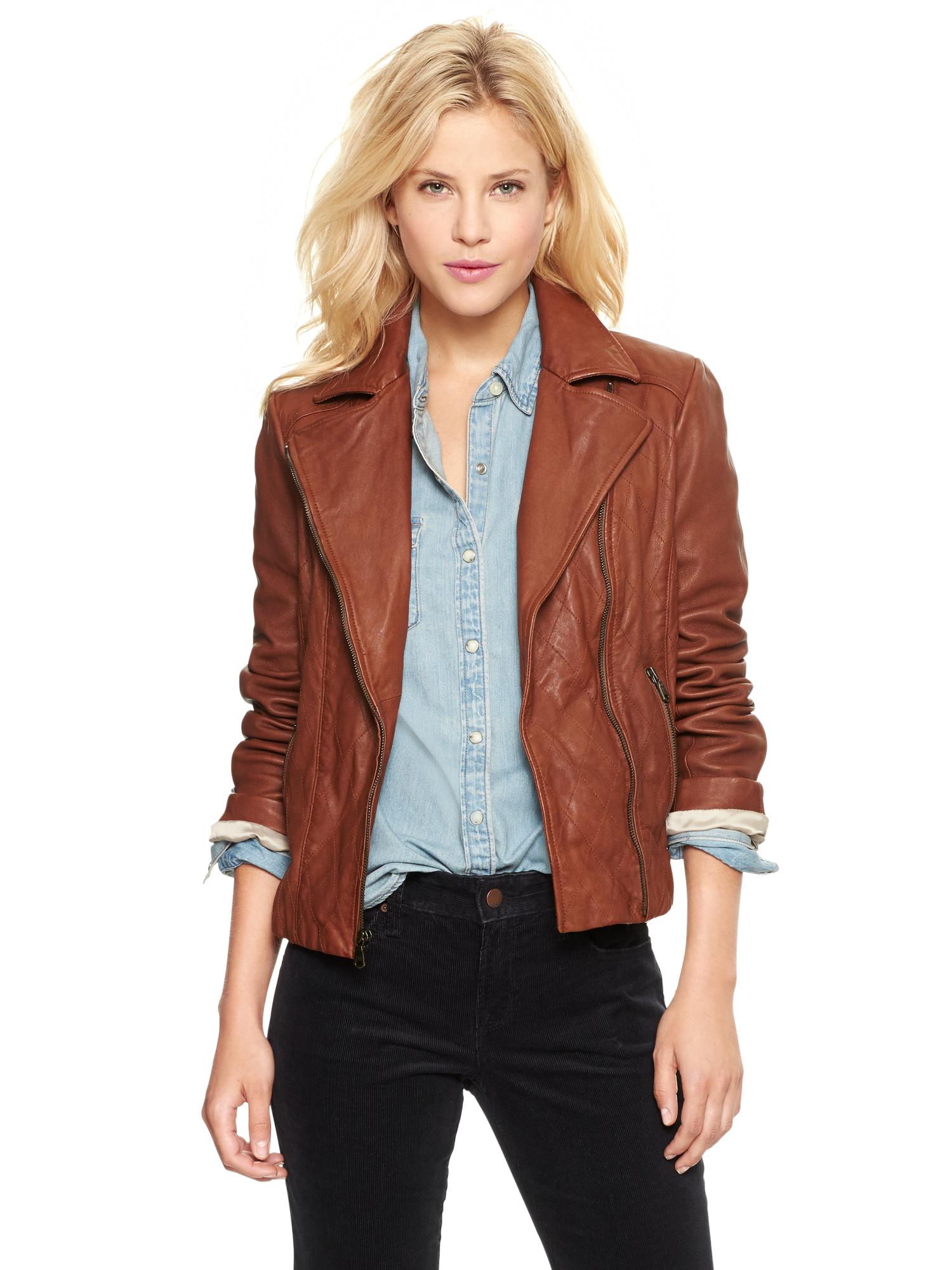 Quilted leather moto jacket | Gap