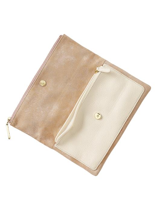 Image number 3 showing, Metallic leather foldover clutch