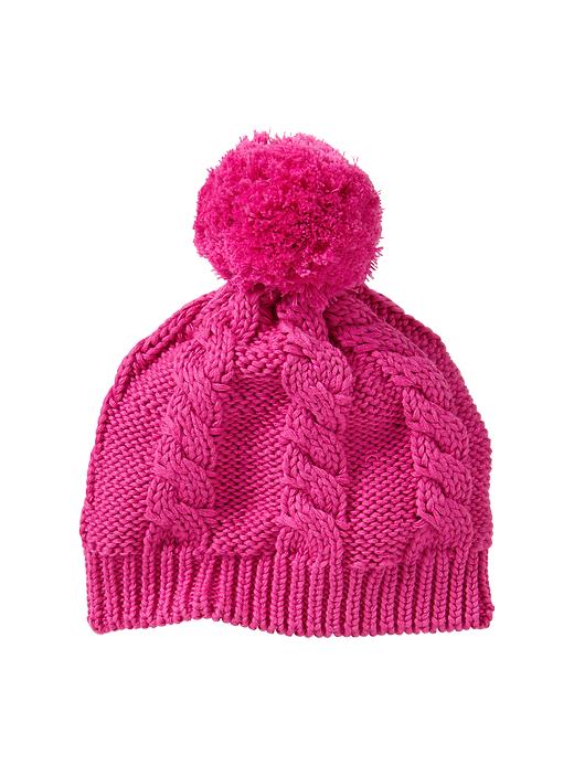 View large product image 1 of 1. Pom-pom cable hat