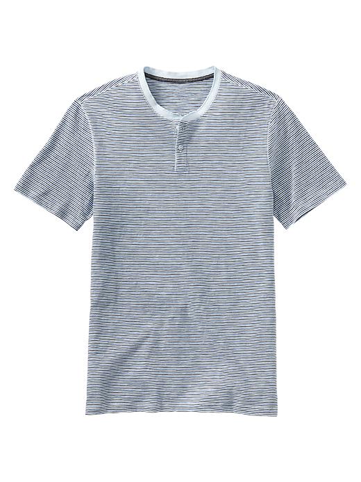 View large product image 1 of 1. Thin striped henley T