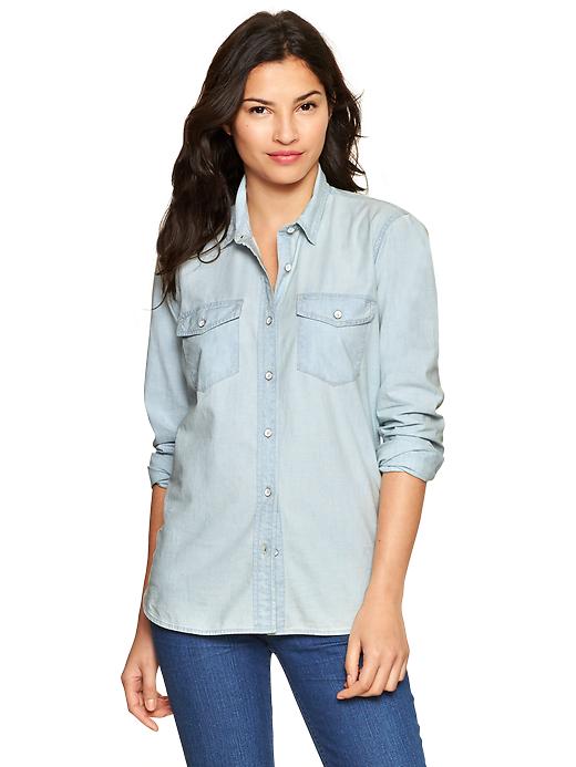 Image number 1 showing, 1969 chambray boyfriend shirt
