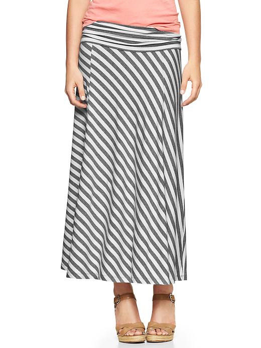 View large product image 1 of 1. Stripe foldover maxi skirt