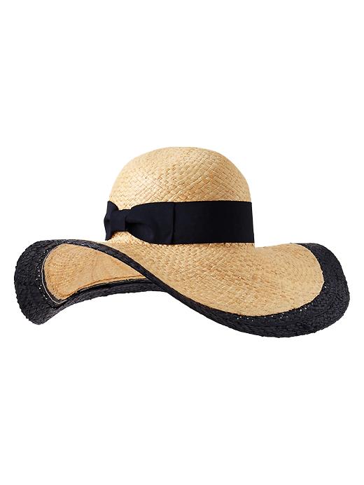 View large product image 1 of 1. Border stripe floppy straw hat