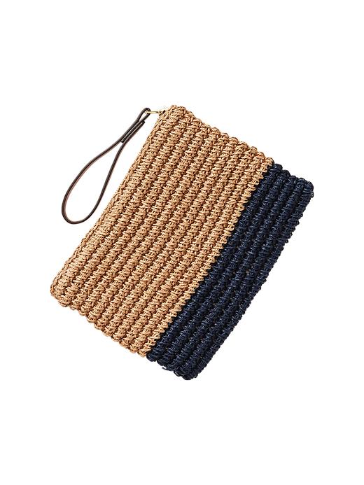 Image number 1 showing, Colorblock straw clutch