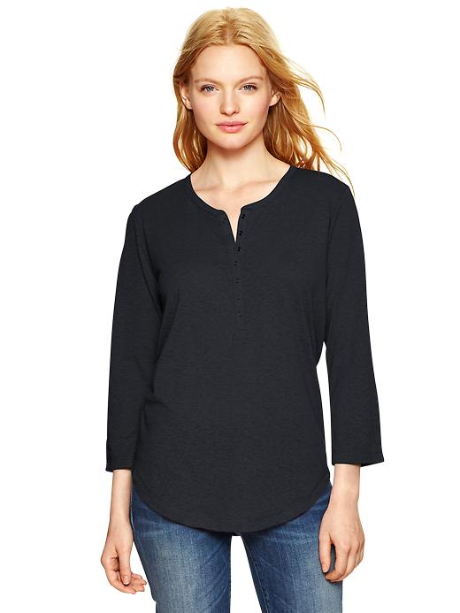 View large product image 1 of 1. Three-quarter sleeve henley
