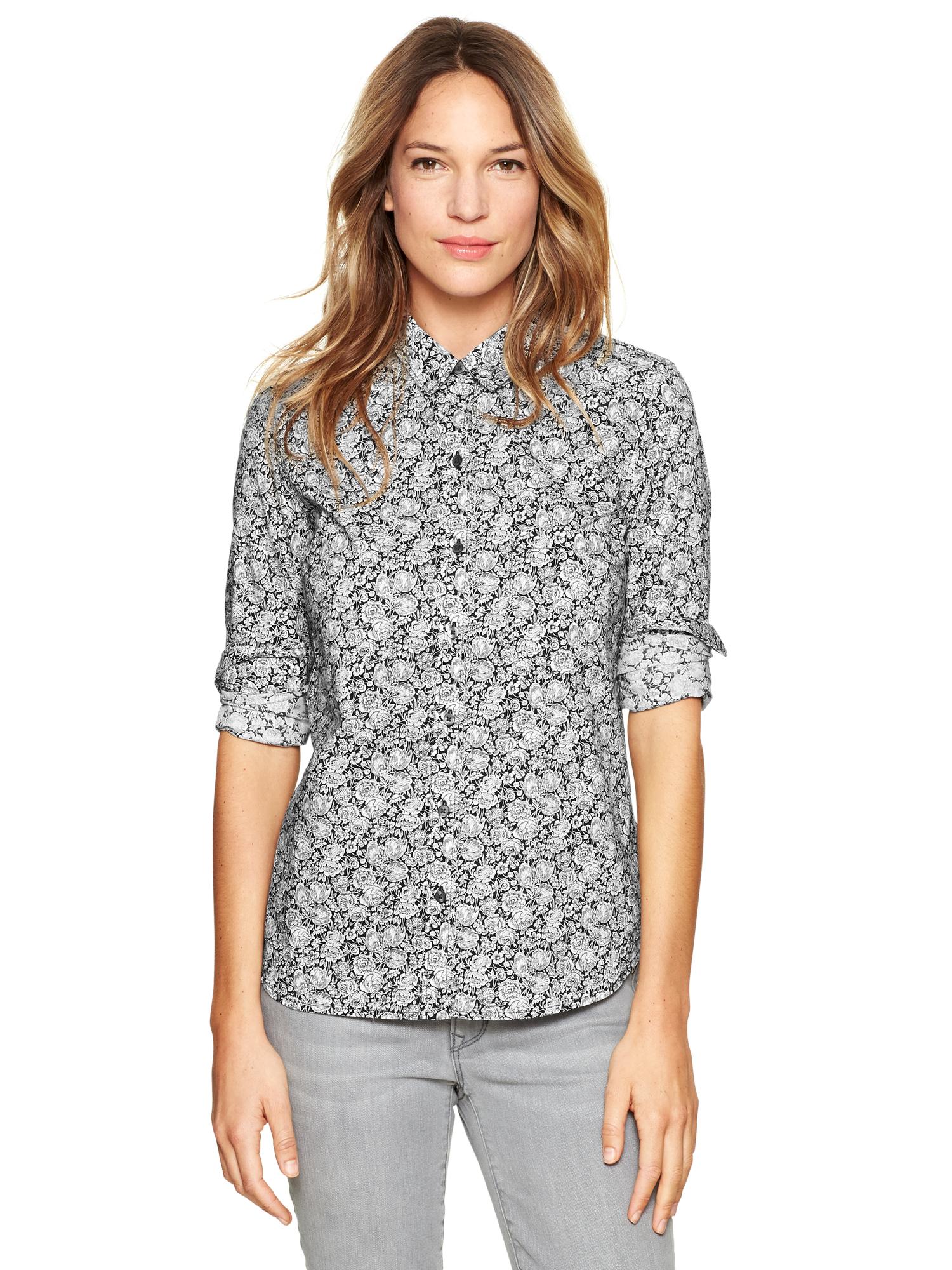 Fitted boyfriend printed shirt | Gap