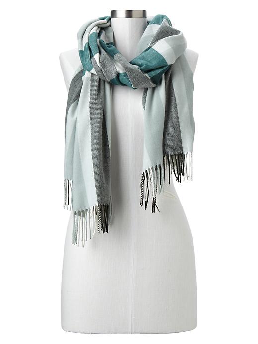 View large product image 1 of 1. Cozy plaid stripe scarf