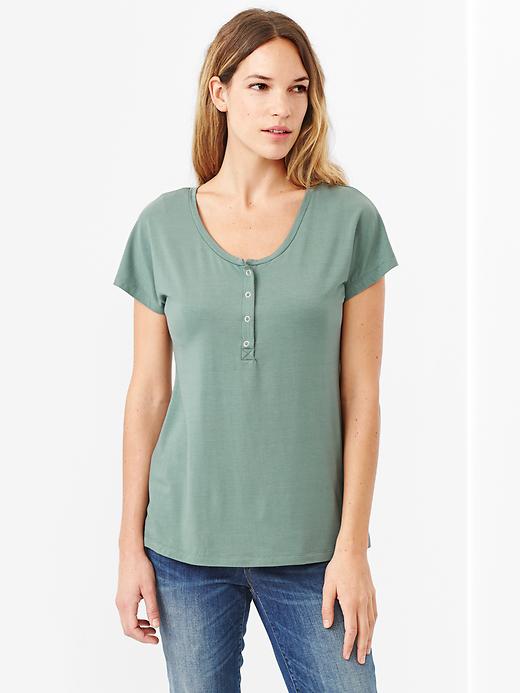 View large product image 1 of 1. Pure Body snap nursing henley