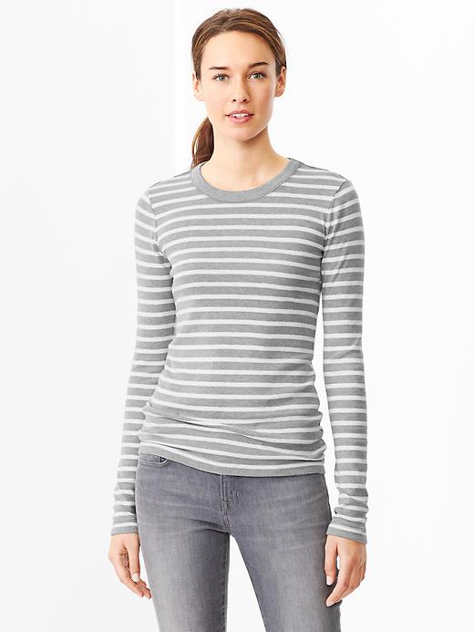 View large product image 1 of 1. Supersoft stripe crewneck tee