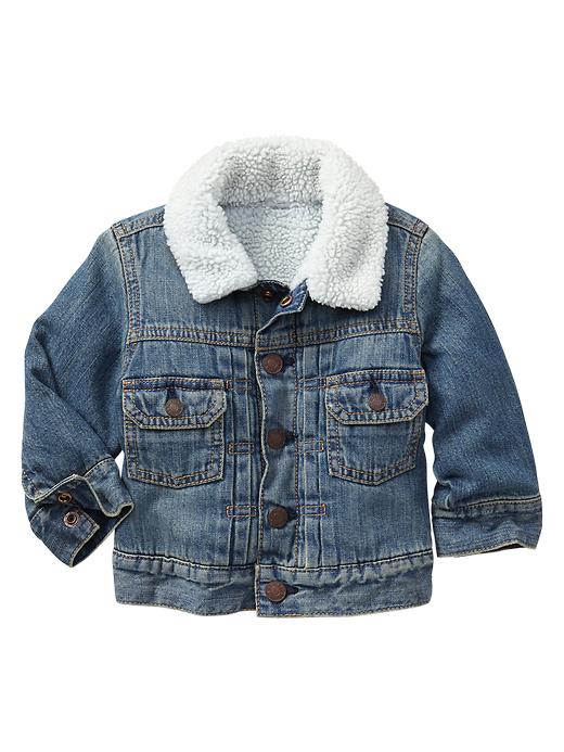 View large product image 1 of 1. Sherpa-lined denim jacket