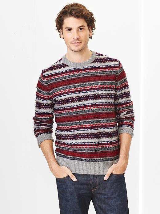 View large product image 1 of 1. Lambswool reverse fair isle sweater
