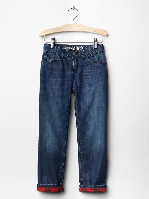 Image number 1 showing, Kids Plaid-Lined Straight Jeans