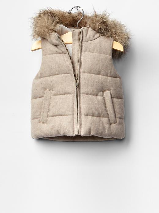 Image number 1 showing, Fur-trim wool puffer vest