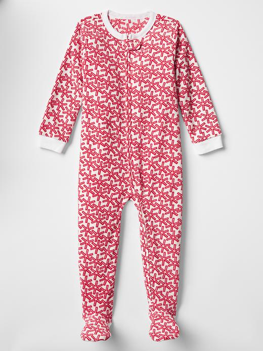 View large product image 1 of 1. Festive print fleece footed sleep one-piece
