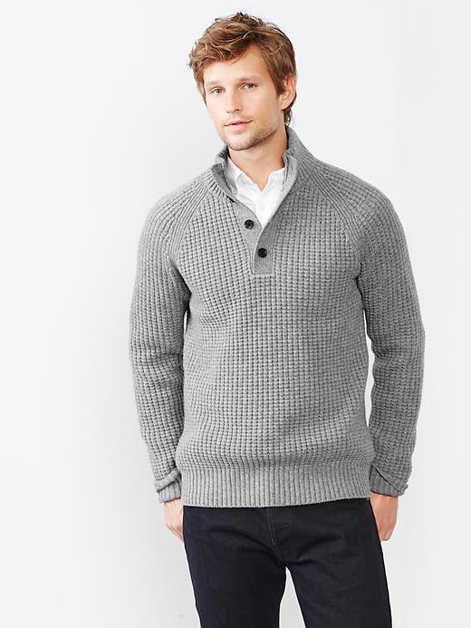 Lambwool textured henley sweater | Gap
