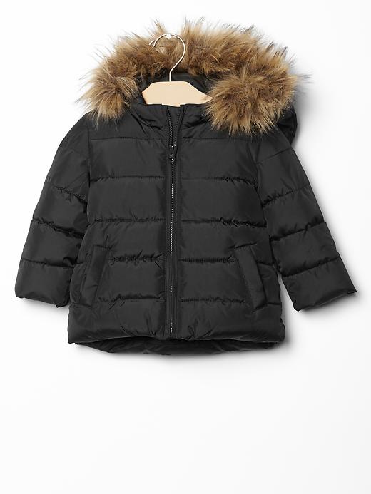 View large product image 1 of 1. Fur-trim puffer jacket