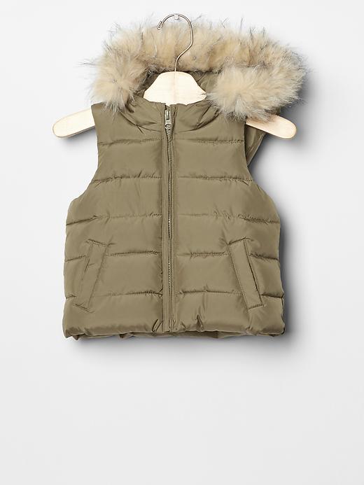 Image number 3 showing, Fur-trim puffer vest