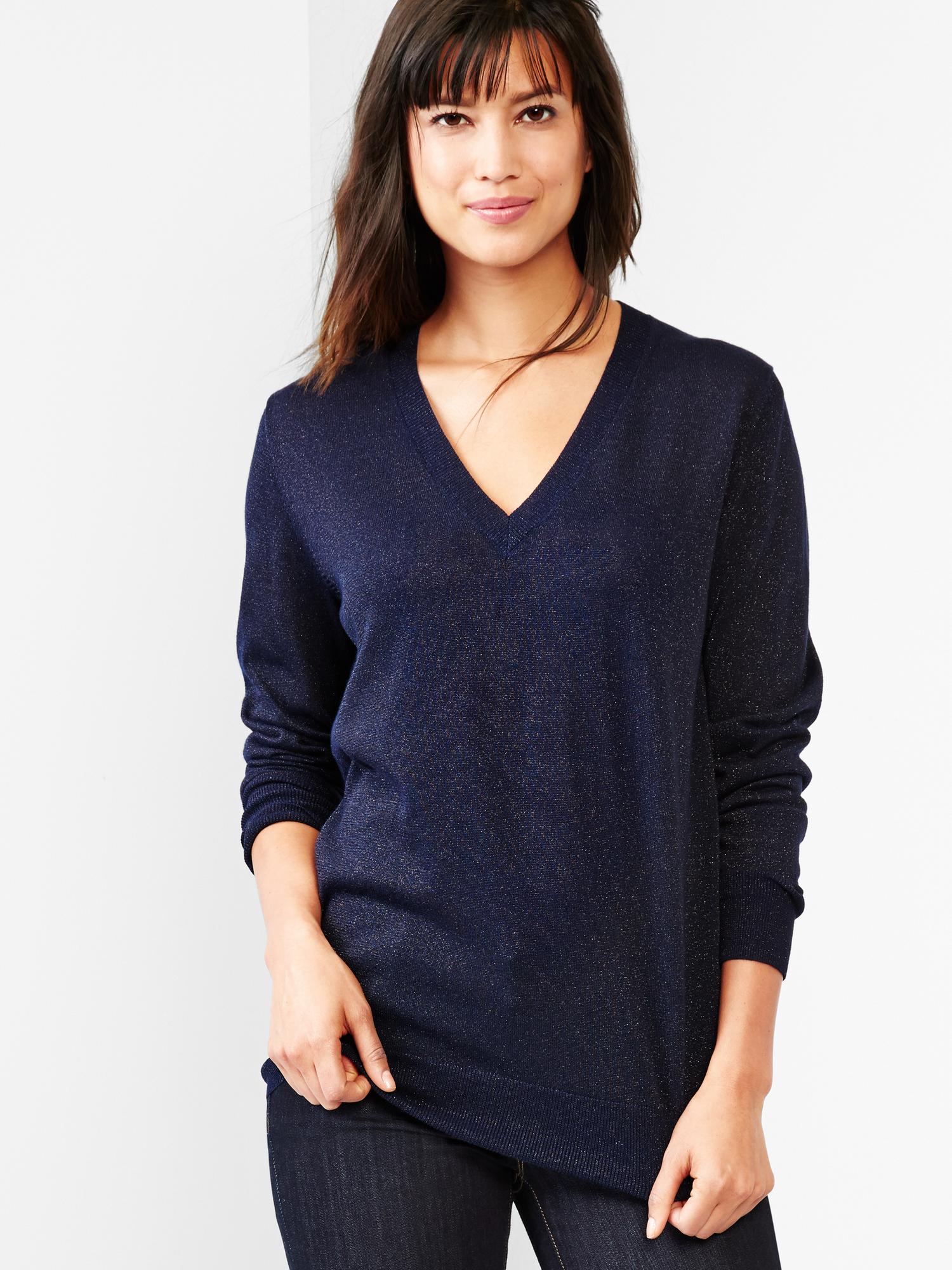 Shimmer V-neck sweater | Gap