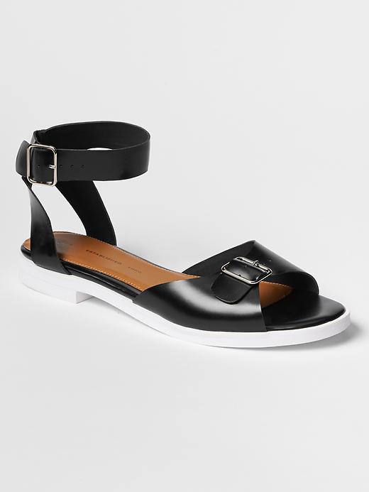 Image number 1 showing, Leather buckle sandals